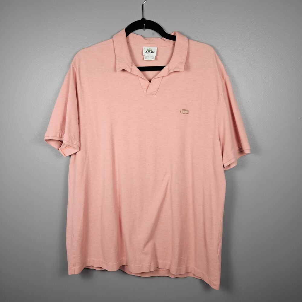 Lacoste‎ Mens L Polo Shirt Short Sleeve Cotton Pique Regular Fit Peach Classic